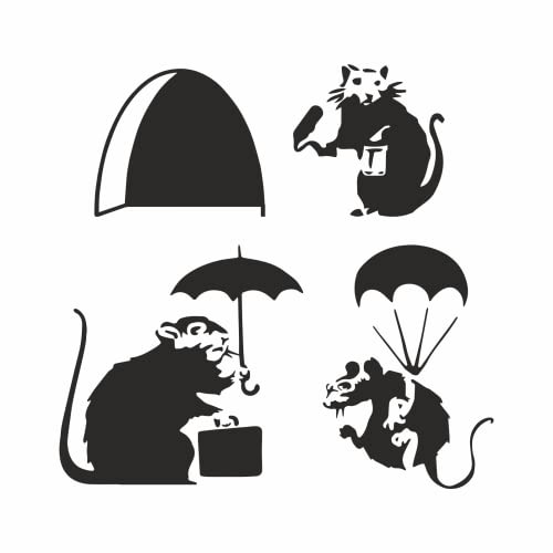 tradercat Wandaufkleber Wandtattoo Banksy Set - 3x11cmx5 cm - für Wohnzimmer, Esszimmer, Küche, Schlafzimmer, Kinderzimmer, etc. – mit Anleitung von tradercat