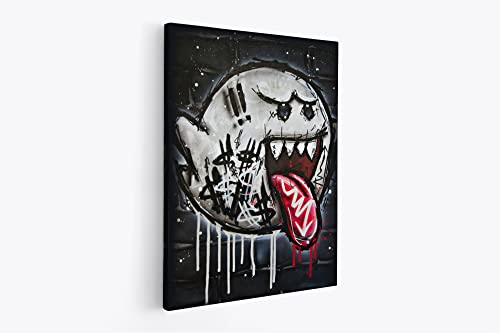 tradercat XXL Motivation-Wandbild - Boo Super Mario Ghost Pop Art Grafftiti - Poster für Erfolg und Fitness, Leinwand und Poster komplett und aufhängefertig (45 x 60 cm) von tradercat