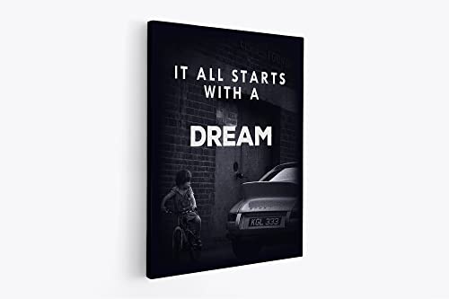 tradercat XXL Motivation-Wandbild - it all starts with a dream - Poster für Erfolg und Fitness, Leinwand und Poster komplett und aufhängefertig (30 x 40 cm) von tradercat
