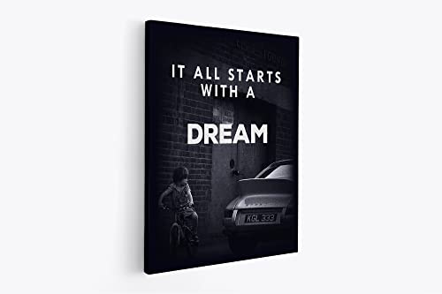 tradercat XXL Motivation-Wandbild - it all starts with a dream - Poster für Erfolg und Fitness, Leinwand und Poster komplett und aufhängefertig (45 x 60 cm) von tradercat