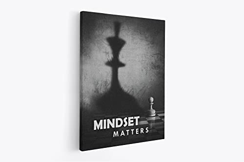 tradercat XXL Motivation-Wandbild - mindset matters schach - Poster für Erfolg und Fitness, Leinwand und Poster komplett und aufhängefertig (75 x 100 cm) von tradercat