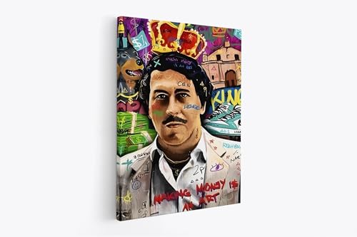 tradercat XXL Motivation-Wandbild - narcos pablo escobar graffiti pop art - Poster für Erfolg und Fitness, Leinwand und Poster komplett und aufhängefertig (60 x 80 cm) von tradercat