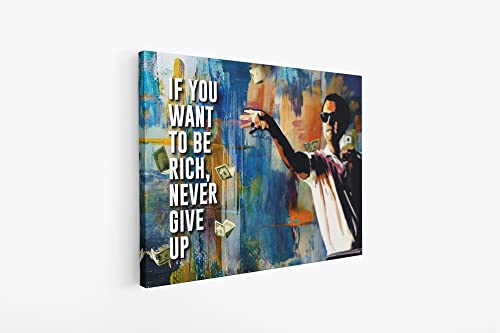 tradercat XXL Motivation-Wandbild - wolf of wall street rich - Poster für Erfolg und Fitness, Leinwand und Poster komplett und aufhängefertig (75 x 100 cm) von tradercat