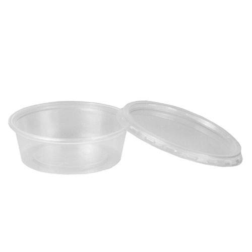 tradingbay24 Dressingbecher mit Deckel, PP rund 50 ml Ø 7 cm, 2,4 cm transparent tbU95269 Saucenbecher Gastrobecher Sambalschalen Feinkost, 50 Stück von tradingbay24