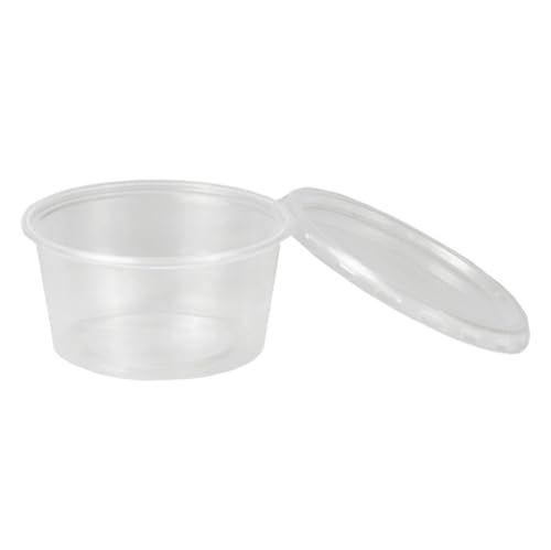 tradingbay24 Dressingbecher mit Deckel, PP rund 80 ml Ø 7 cm, 3,5 cm transparent tbU95270 Saucenbecher Gastrobecher Sambalschalen Feinkost, 500 Stück von tradingbay24