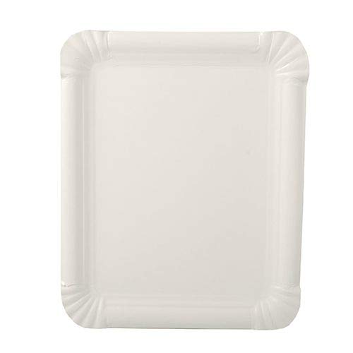 tradingbay24 Teller, Pappe [ff] eckig 16,5 cm x 20 cm weiss extra stark tbU95389 Einwegteller Pappteller stabil, 500 Stück von tradingbay24