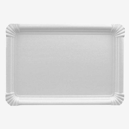 tradingbay24 Teller, Pappe [ff] eckig 18 cm x 26 cm Weiss tbU95623 Einwegteller Pappteller, 500 Stück von tradingbay24