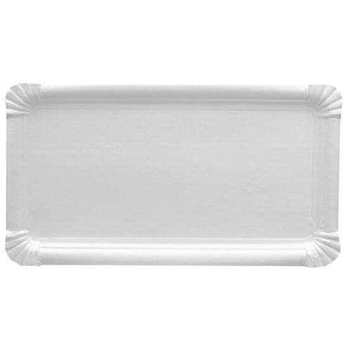 tradingbay24 Teller, Pappe [ff] eckig 18 cm x 33 cm weiss tbU95624 Einwegteller Pappteller, 250 Stück von tradingbay24