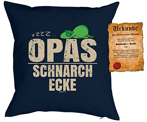 trag-das Opa Geschenk Kissen mit Füllung Weihnachten Nikolaus Geschenkidee Geburtstag Opas Schnarchecke von Träumeland