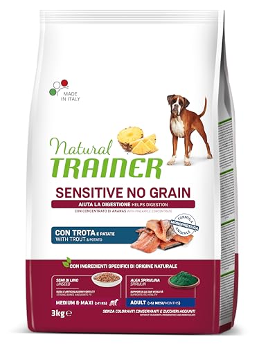 Natural Trainer Sensitive No Grain Hundefutter für Erwachsene, Medium & Maxi mit Forelle und Kartoffeln - 3 kg Natural Trainer Sensitive No Grain Hundefutter für Erwachsene, Medium & Maxi mit Forelle und Kartoffeln - 3 kg von Trainer