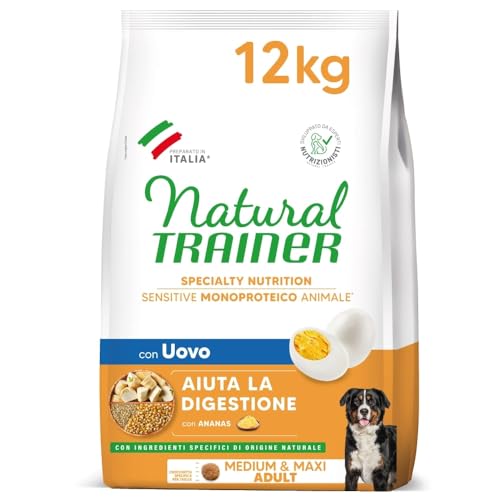 Natural Trainer Sensitive No Gluten, Nahrung für Erwachsene Hunde, Medium&Maxi mit Ei und Vollkornprodukten – 12 kg von Trainer
