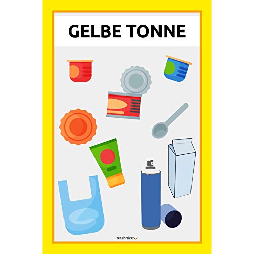 trashnice Gelbe Tonne Schild Mülltrennung Recycling Küche Mülleimer Abfalleimer Abfall 300x200x3 mm Gelber Sack Mülltonnen Abfalltrennung Müllsorten Schild Müll von trashnice