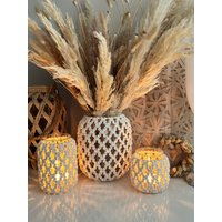 Makramee Windlicht/Vase, Einzeln Oder Im 3Er Set von traumfaedelei