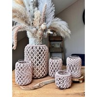 Makramee Windlicht/Vase Beige von traumfaedelei
