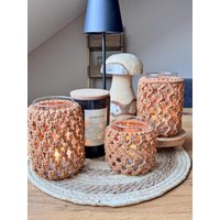 Makramee Windlicht/Vase Hellbraun von traumfaedelei