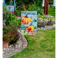Gartenflagge „Küsten-Kürbisse 1", Maritime Herbstdekoration Gartenflagge „Küsten-Kürbisse 1", Maritime Herbstdekoration von travedock8