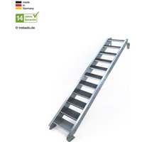 Außentreppe 11 Stufen bis Höhe 240 cm, 80 - 120 cm [110 cm Geländer links ST 1 (31 / 31 mm)] von trebado