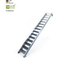 Geschosstreppe 15 Stufen Höhe 320 cm, 80 - 120 cm [100 cm beidseitiges Geländer ST 2 (31 / 31 mm gezackt)] von trebado