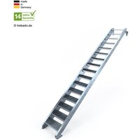 Geschosstreppe 16 Stufen Höhe 340 cm, 80 - 120 cm [100 cm Geländer links ST 2 (31 / 31 mm gezackt)] von trebado
