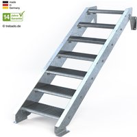 Stahltreppe 7 Stufen bis Höhe 160 cm, 60 - 120 cm [100 cm kein Geländer ST 3 (31 / 9 mm schmal)] von trebado