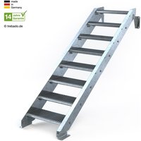 Stahltreppe 8 Stufen bis Höhe 180 cm, 60 - 120 cm [110 cm kein Geländer ST 1 (31 / 31 mm)] von trebado