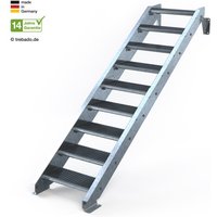 Stahltreppe 9 Stufen bis Höhe 200 cm, 60 - 120 cm [110 cm Geländer rechts ST 3 (31 / 9 mm schmal)] von trebado