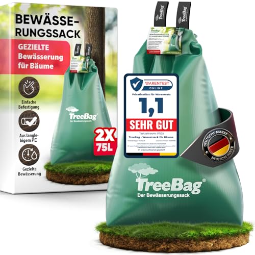 treebag Baumbewässerungssack 2 x 75l in Grün I Großer Wassersack/Bewässerungssack für Bäume aus PE I Gießsack zur kontinuierlichen & gezielten Bewässerung von Bäumen I UV-stabiler Baumsack treebag Baumbewässerungssack 2 x 75l in Grün I Großer Wassersack/Bewässerungssack für Bäume aus PE I Gießsack zur kontinuierlichen & gezielten Bewässerung von Bäumen I UV-stabiler Baumsack von treebag