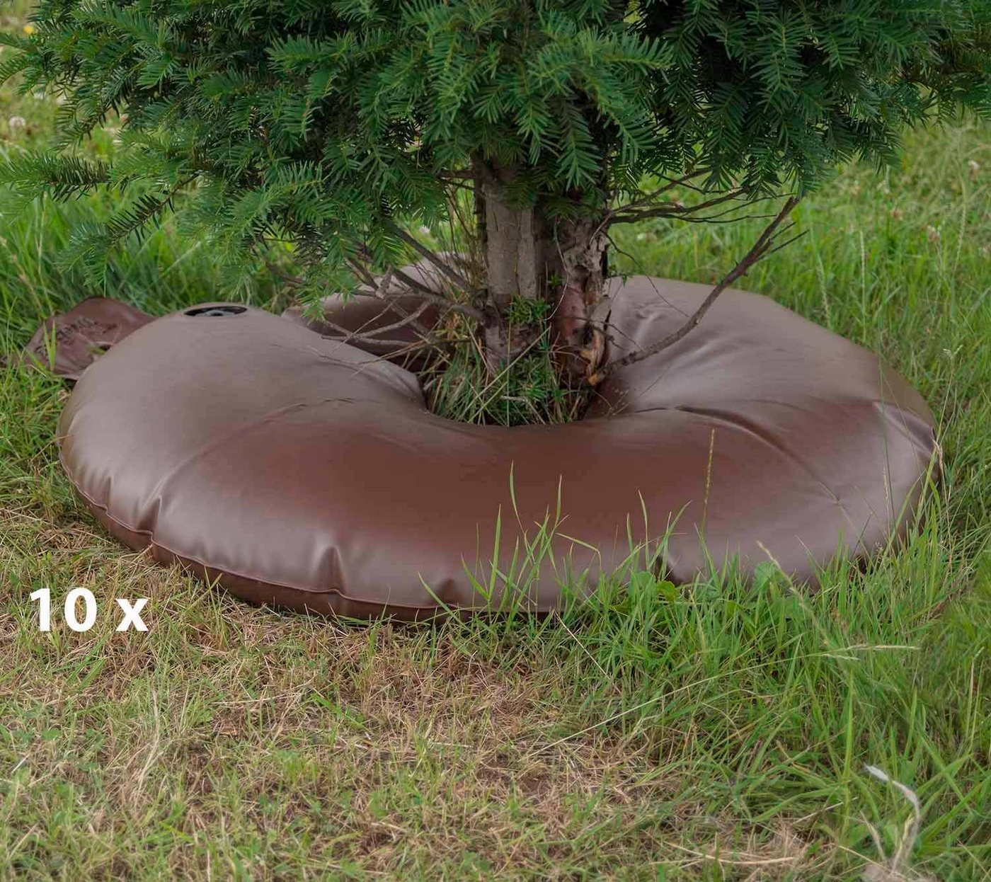 treebag Bewässerungssystem treebag Bewässerungsring Wassersack aus PVC für Bäume Sträucher ca.75l, (10-tlg), Farbe Braun von treebag