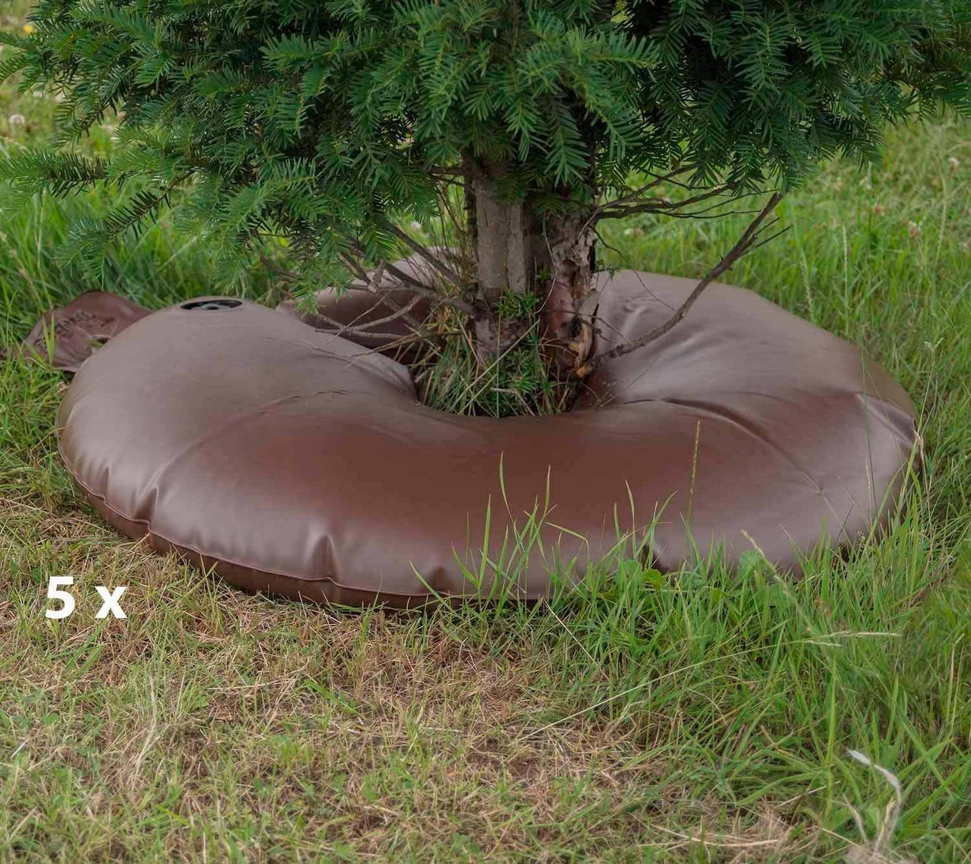 treebag Bewässerungssystem treebag Bewässerungsring Wassersack aus PVC für Bäume Sträucher ca.75l, (5-tlg), Farbe Braun von treebag