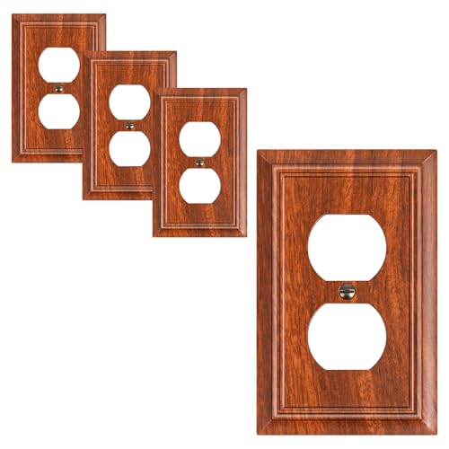 Duplex-Steckdosenabdeckplatte, dekorative Schalterplatten und Steckdosenabdeckungen, natürliche Bambusfaser-Wandplatten für Steckdosen, 1-Gang-Buchsenabdeckung, korrosionsbeständig, 4 Stück von treewell