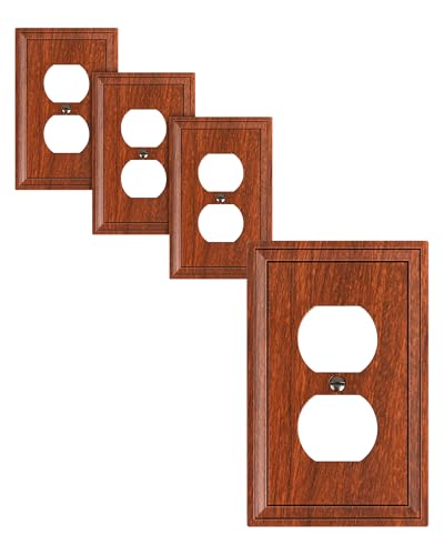 TREEWELL Duplex-Steckdosenabdeckung, Schalterplatten und Steckdosenabdeckungen aus natürlicher Bambusfaser, Holzmaserung, dekorative Wandplatten für Steckdosen, 1-Gang-Buchsenabdeckung von treewell