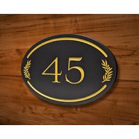 Sign52 34 X 9-1/2 3/4 Zoll Graviertes Ovales Hausnummer-Zeichen, Individuell Geschnitztes Holzschild, Einweihungsparty - Hochzeit Jahrestagsgeschenk von treewoodworks