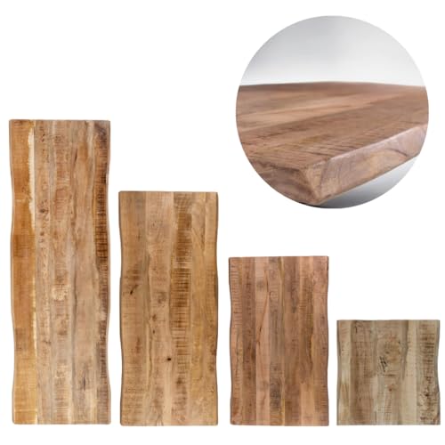 trelevo Holzplatte 120x60 cm, Mangoholz massiv 26mm, Tischplatte lackiert, Baumkantenplatte für Sitzbank, Waschtisch und Beistelltisch von trelevo