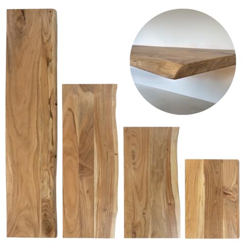 trelevo Holzplatte 130x30 cm, Akazienholz massiv 26mm, Tischplatte naturfarben, Baumkantenplatte für Regale und Rückenlehne Bank, einseitige Baumkante trelevo Holzplatte 130x30 cm, Akazienholz massiv 26mm, Tischplatte naturfarben, Baumkantenplatte für Regale und Rückenlehne Bank, einseitige Baumkante von trelevo