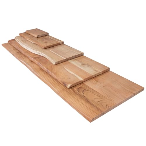 trelevo Holzplatte 140x50 cm, Akazienholz massiv 26mm, naturfarben, Zuschnitt nach Maß, Baumkantenplatte für Bastler und Heimwerker von trelevo