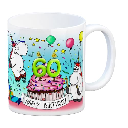 trendaffe - Honeycorns Tasse zum 60. Geburtstag mit Muffin und Einhorn Party von trendaffe