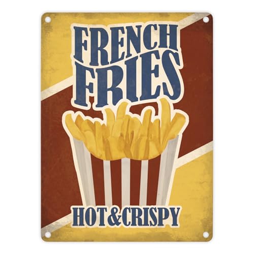 Metallschild mit American Diner Classics - French Fries Motiv von trendaffe
