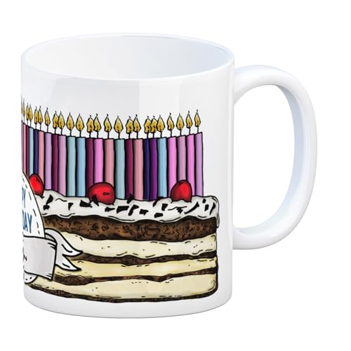 Geburtstagstorte Kaffeebecher zum 50. Geburtstag mit 50 Kerzen Tasse Kaffeetasse Becher Mug Teetasse Büro 50 Jahre Tasse Torte Kuchen 50 Kerzen Geschenkidee Geburtstagstasse Schwarzwälder von trendaffe