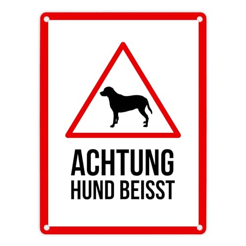 Achtung Hund beisst Metallschild mit Hunde Symbol Warnschild Hinweis Vorsicht von trendaffe