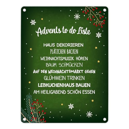 Advents to do Liste Metallschild in grün Weihnachten Advent Plätchen Glühwein von trendaffe