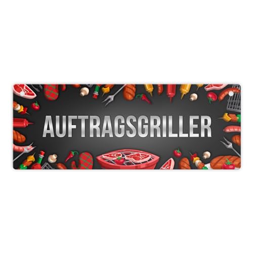 Auftragsgriller Metallschild XL mit Grill Motiv Auftragsgriller Metallschild XL mit Grill Motiv von trendaffe