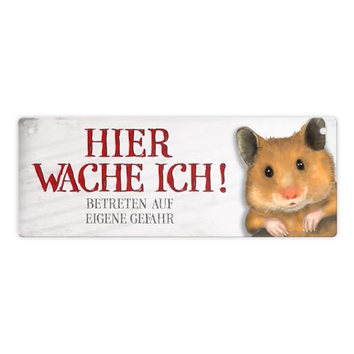 Betreten auf eigene Gefahr - Hier wache ich! Metallschild XL mit Hamster Motiv von trendaffe