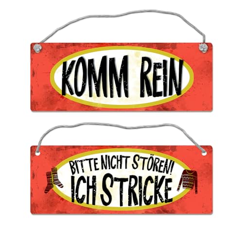 Bitte nicht stören - ich stricke Wendeschild mit Kordel von trendaffe