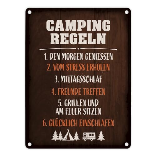 Camping Regeln Metallschild Campingregeln Campingwagen Zelt Natur Wohnwagen von trendaffe