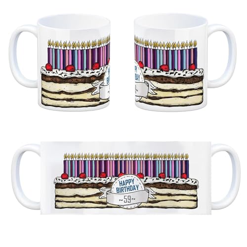 Geburtstagstorte Kaffeebecher zum 59. Geburtstag mit 59 Kerzen Tasse Becher mug Geburtstagstorte Kaffeebecher zum 59. Geburtstag mit 59 Kerzen Tasse Becher mug von trendaffe