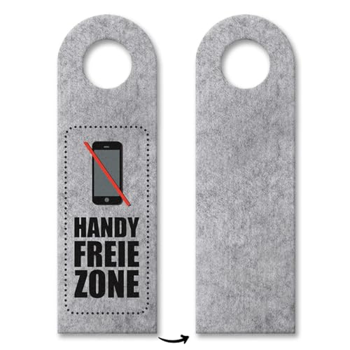 Handy freie Zone Türhänger in Grau Verbot Warnung Hinweis Handyverbot Ruhe Türe von trendaffe