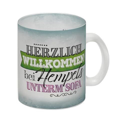 Herzlich Willkommen bei Hempels unterm Sofa Glas Tasse von trendaffe