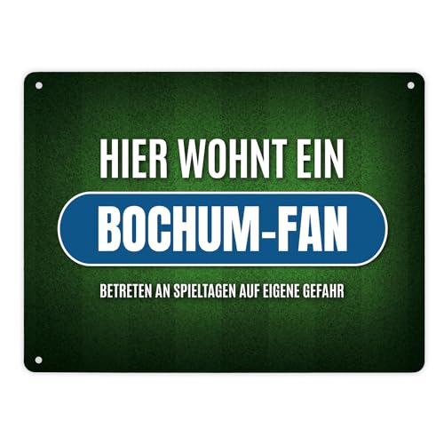 Hier wohnt ein Bochum-Fan Metallschild XL mit Rasen Motiv von trendaffe