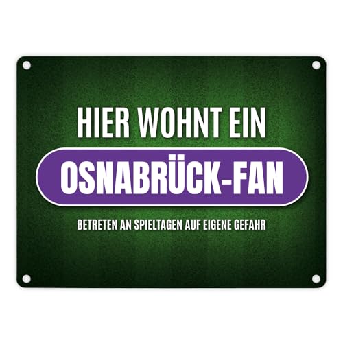 Hier wohnt ein Osnabrück-Fan Metallschild mit Rasen Motiv Fußball Stadion Fan von trendaffe