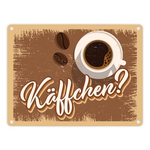 Käffchen? Metallschild im trendigen Retrolook mit Kaffee-Motiv von trendaffe